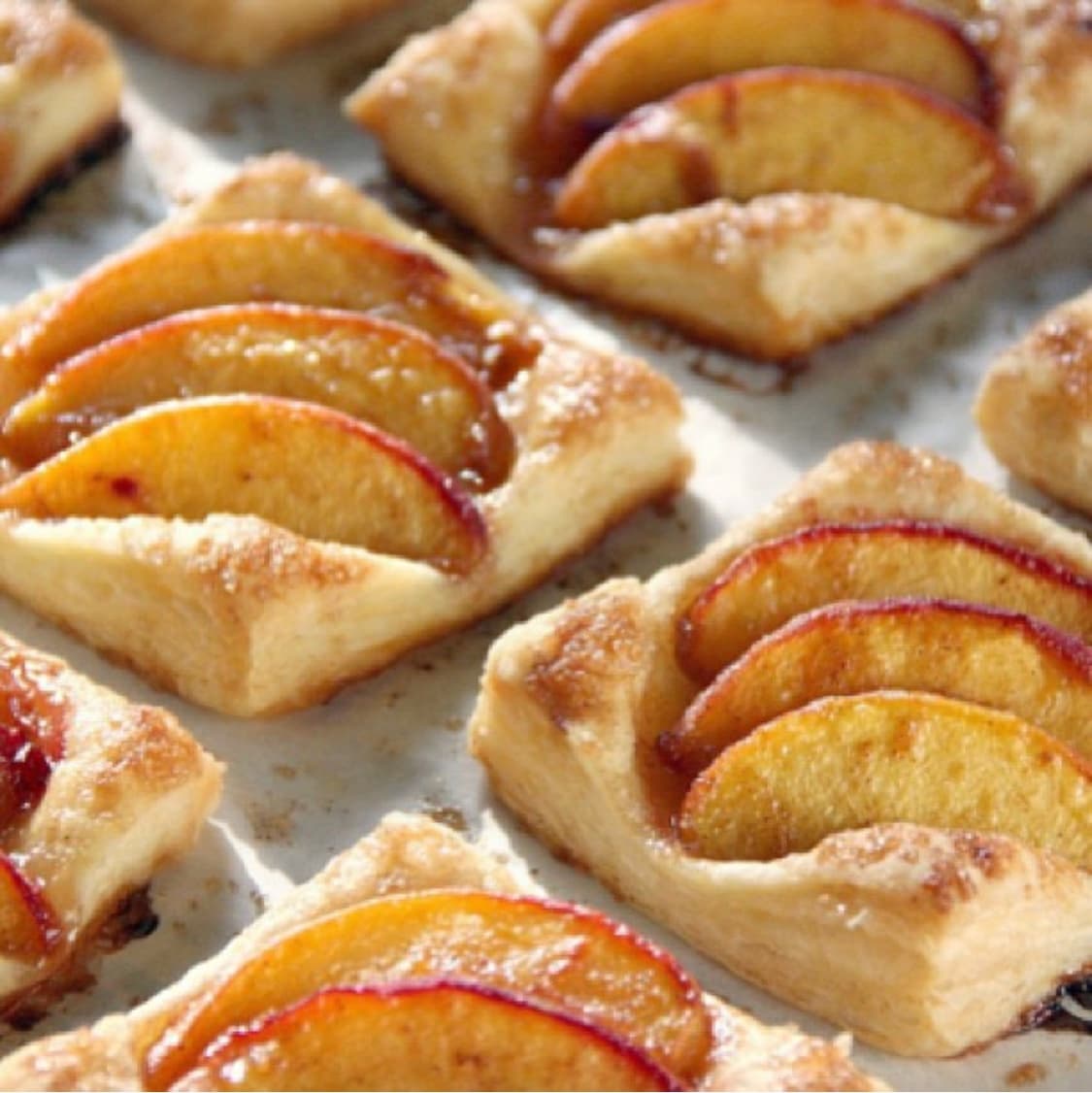 Peach puff pastry tarts made with Mazor's dough