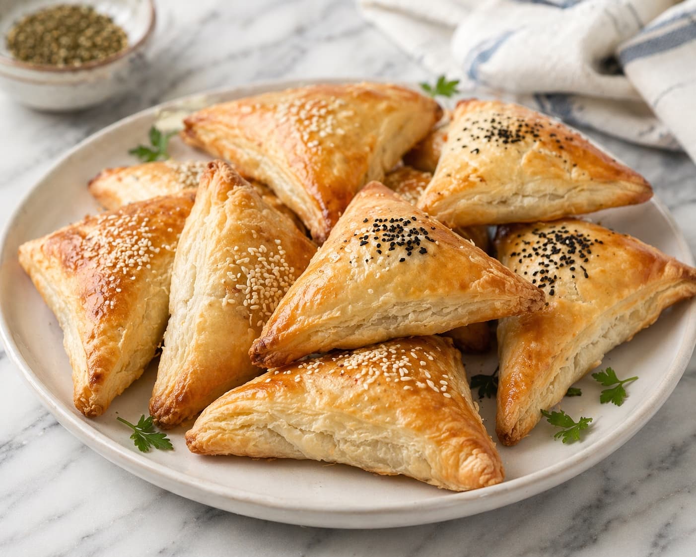 Puff pastry triangles made with Mazor's dough